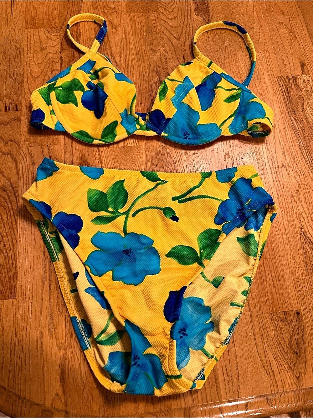 Cole of California Floral Bikini Set Yellow & Blue